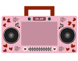 VALENTINES RECORDABLE CASSETTE TAPE BOOM BOX FLAT